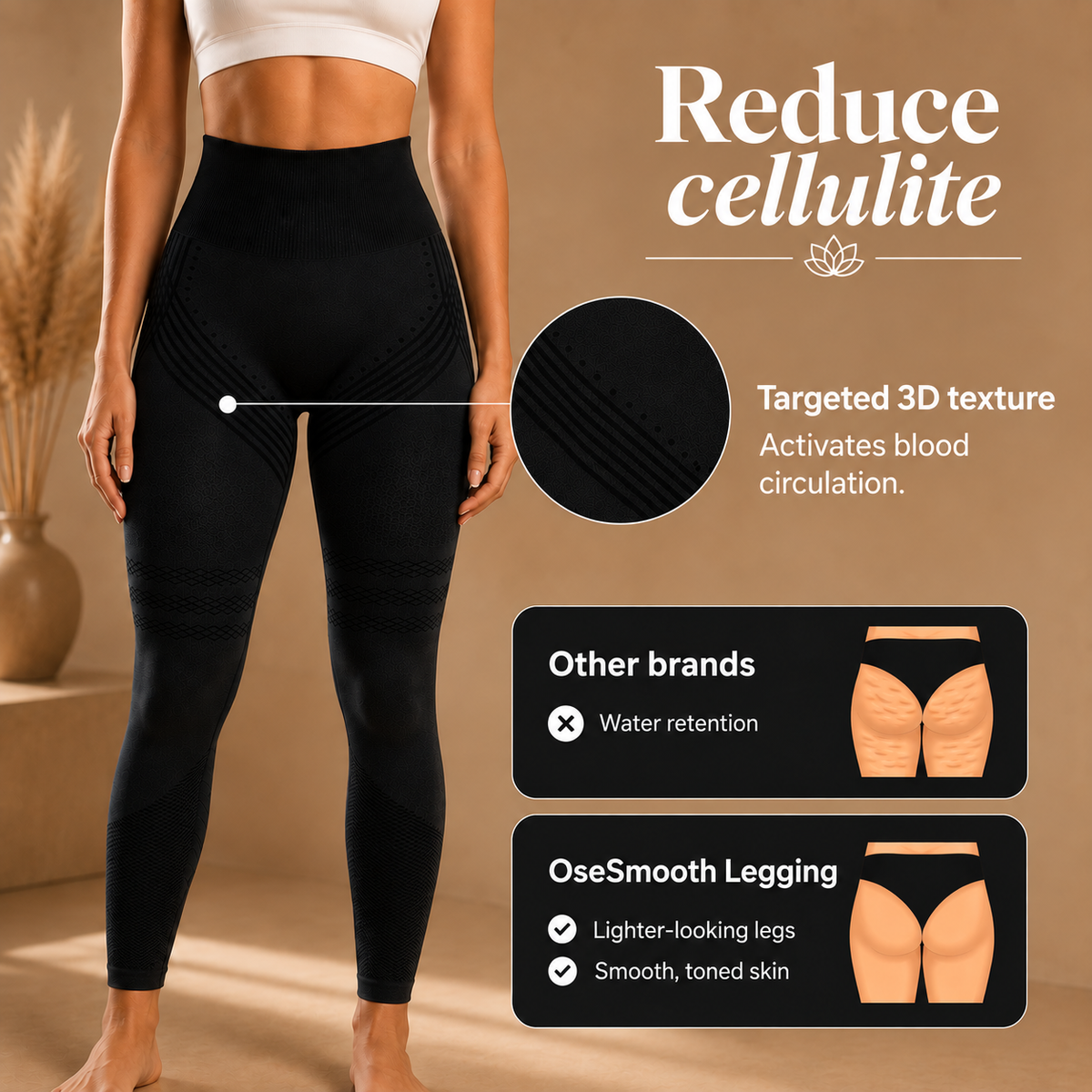 Legging 3D sculptant, gainant et anticellulite